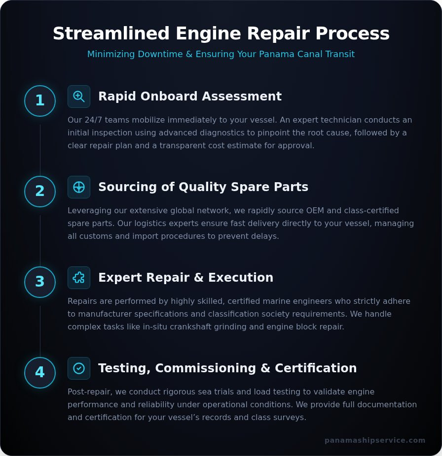 Expert Ship Engine Repair in Panama | 24/7 Service - Infographic