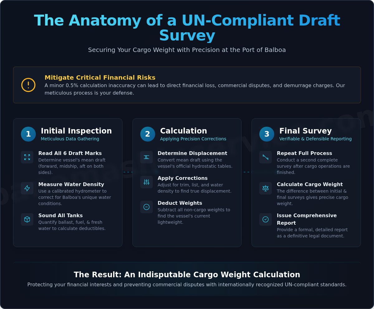Expert Draft Survey Services at the Port of Balboa, Panama - Infographic