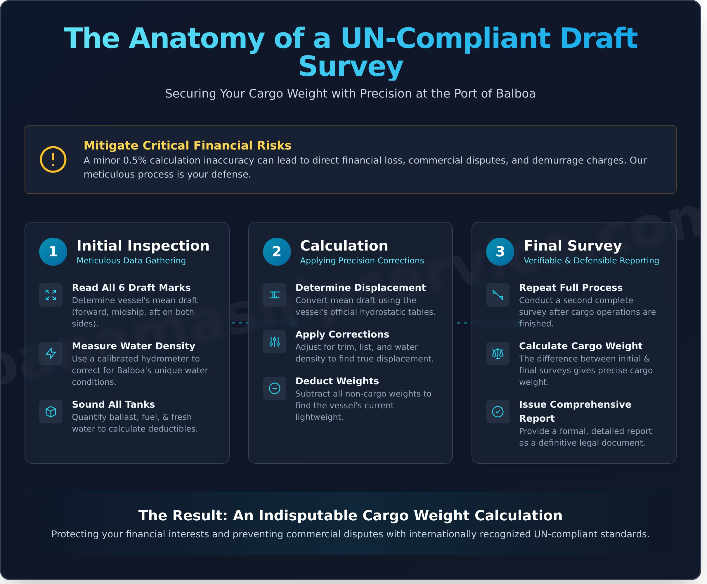 Expert Draft Survey Services at the Port of Balboa, Panama - Infographic
