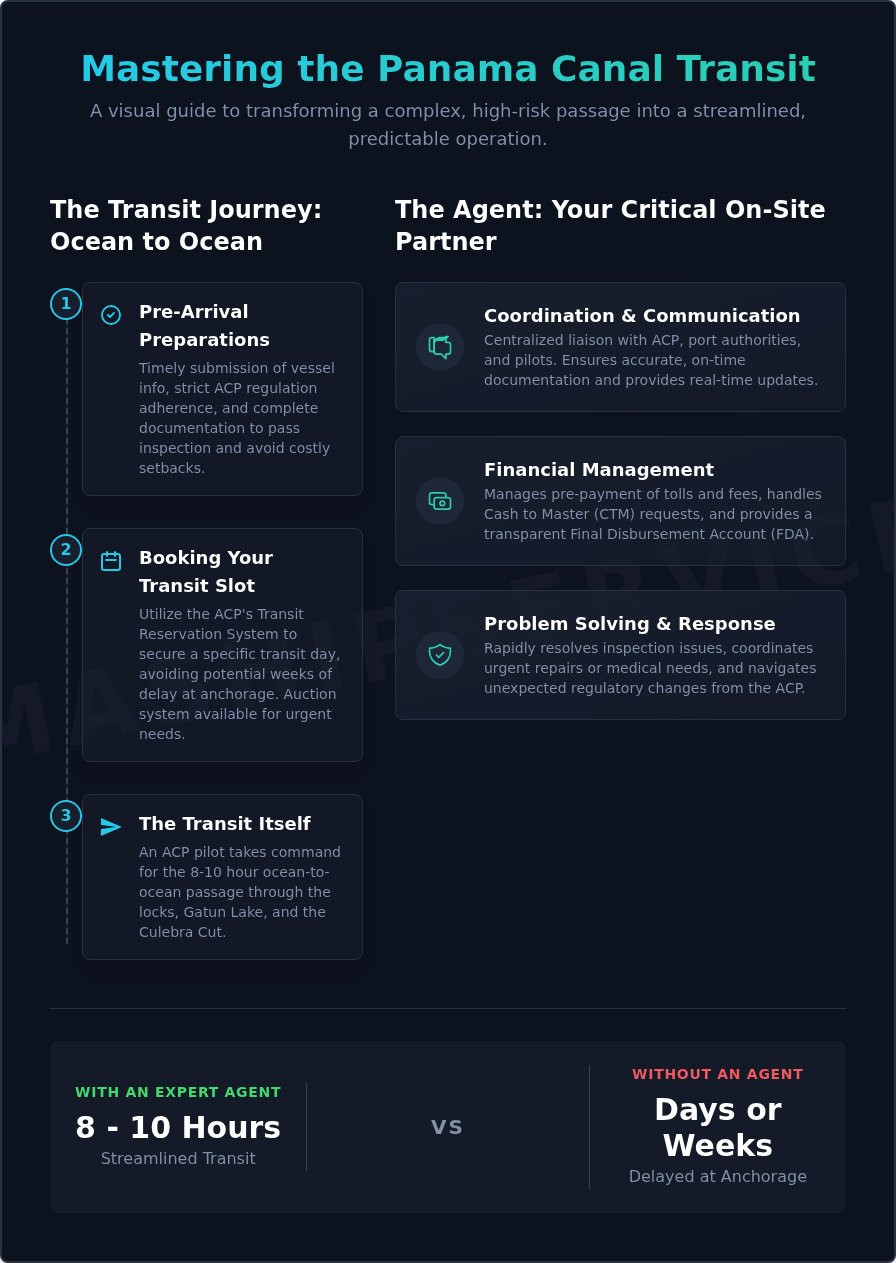 Panama Canal Vessel Transit Services: A Guide to Smooth & Efficient Passage - Infographic