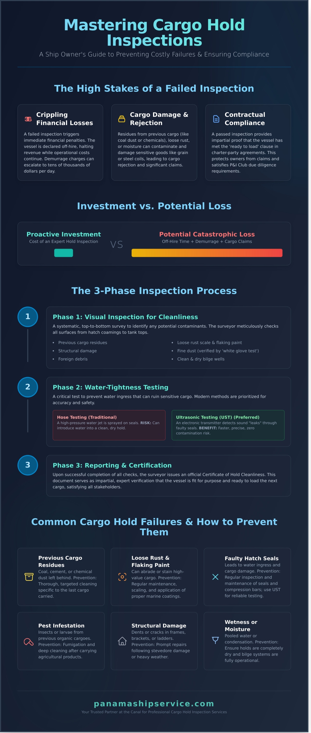 A Comprehensive Guide to Cargo Hold Inspection Services - Infographic