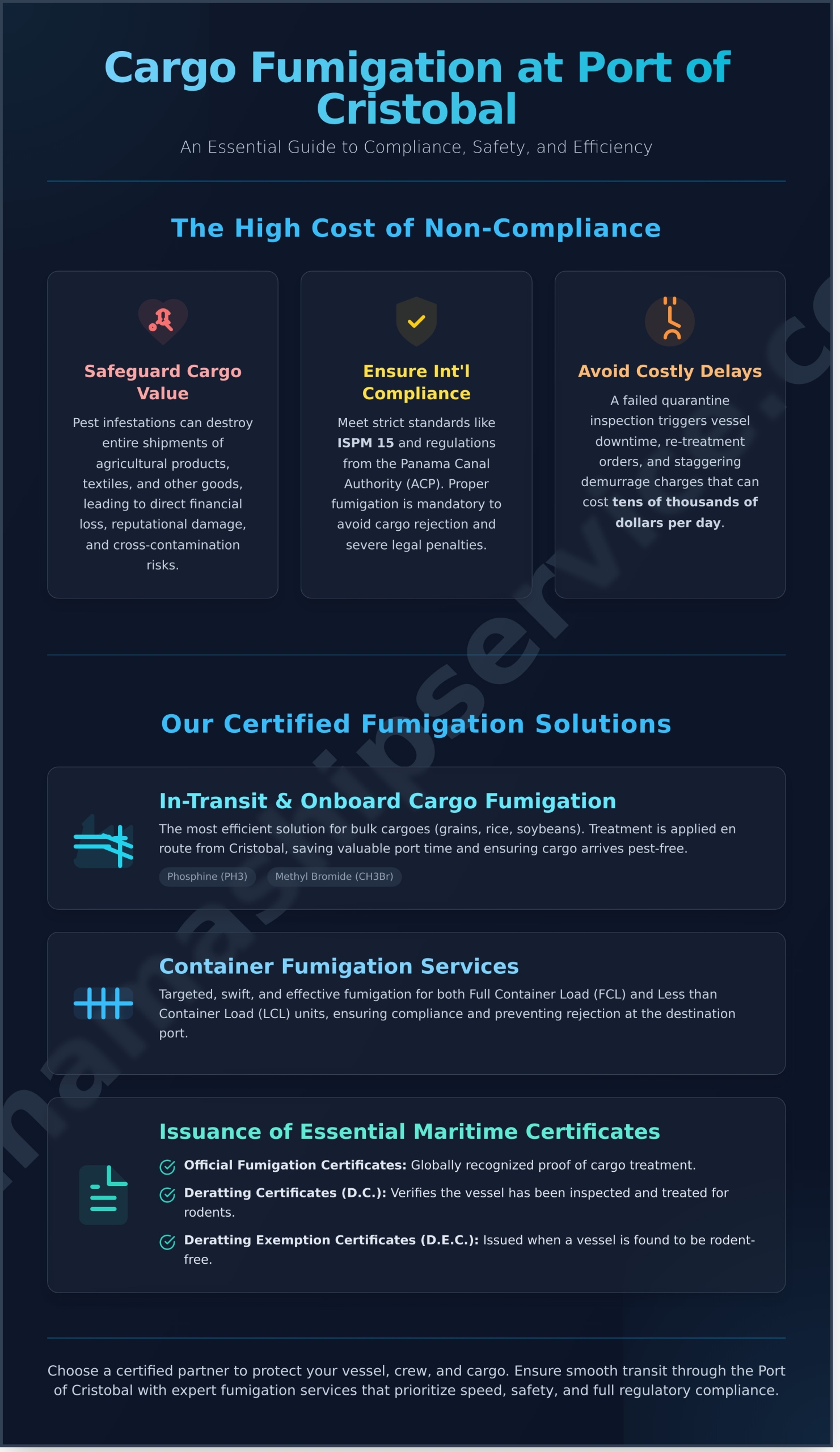 Certified Cargo Fumigation Services in Cristobal, Panama - Infographic