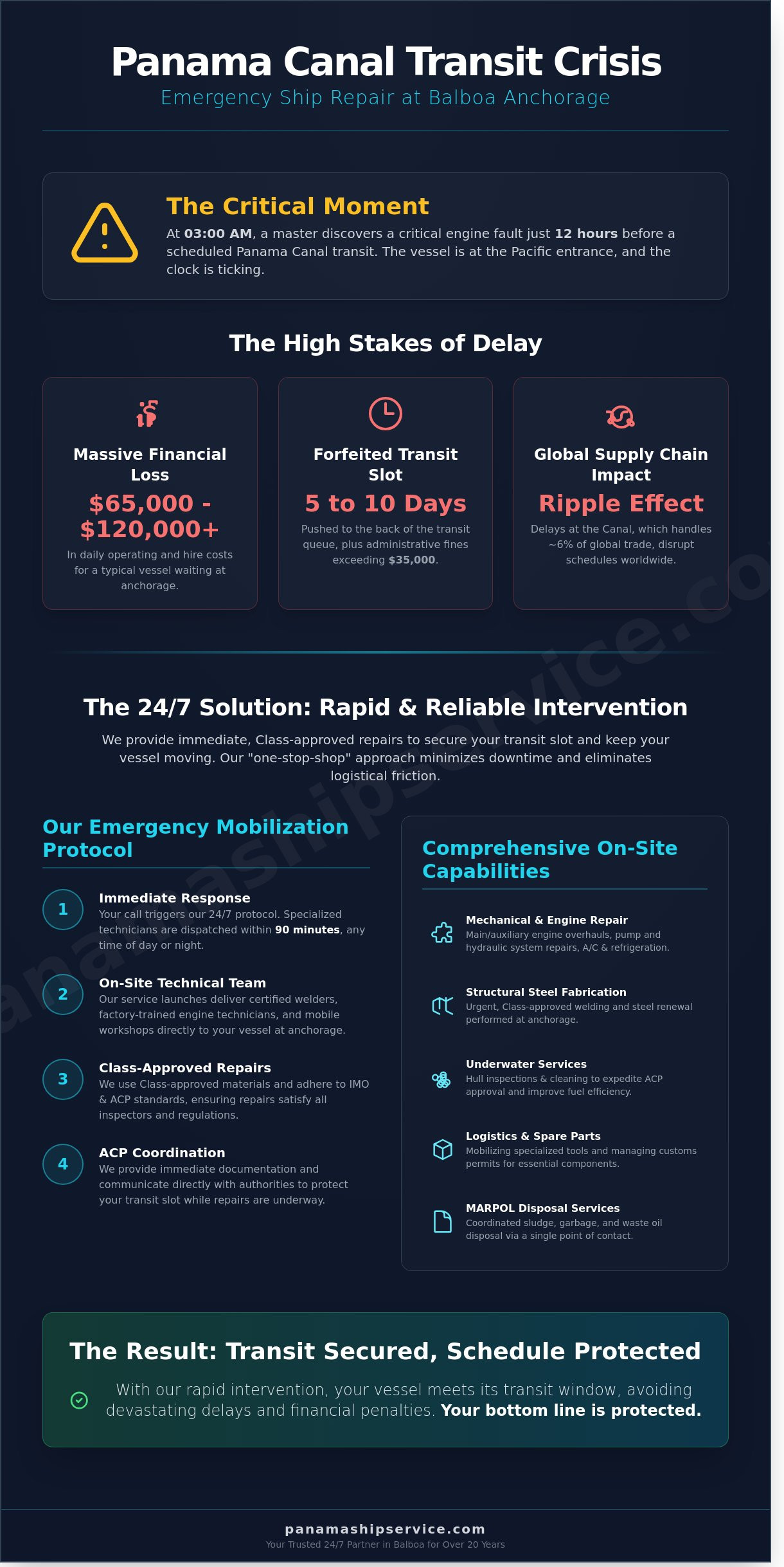 Emergency Ship Repair in Balboa: Rapid Response for Panama Canal Transits - Infographic