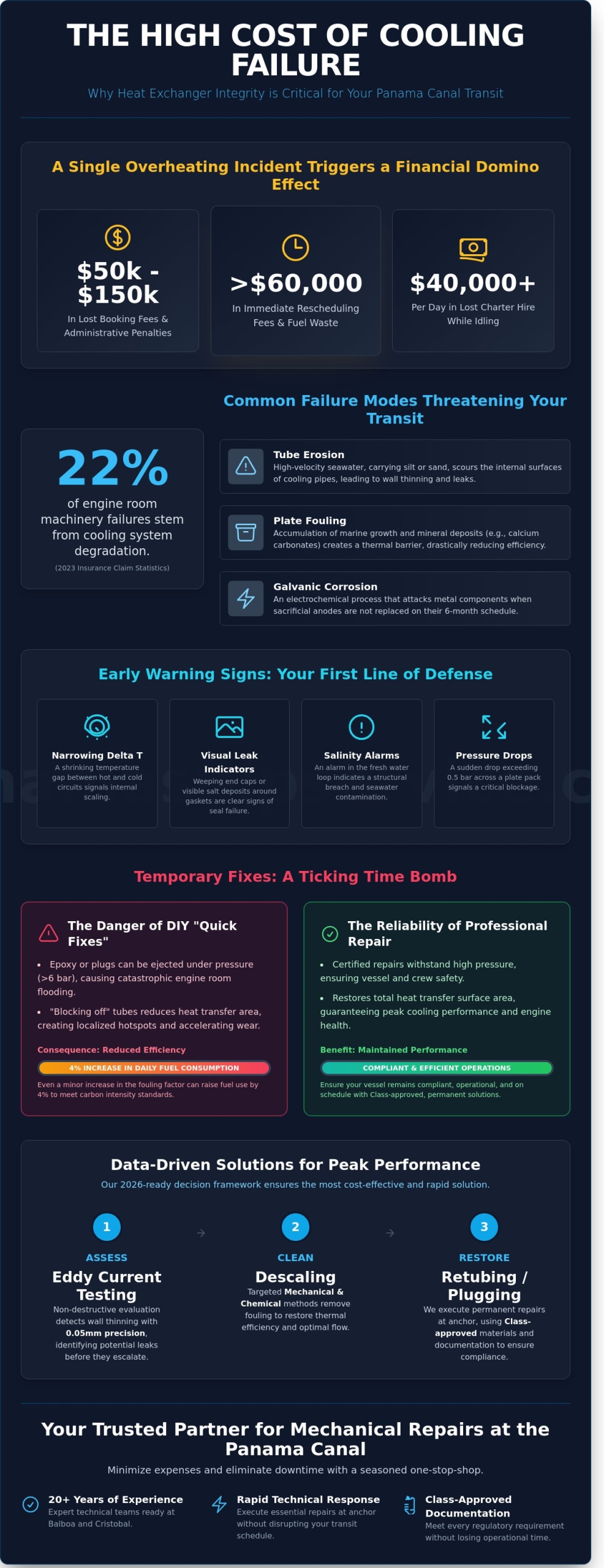 Heat Exchanger Repair for Ships: Minimizing Downtime at the Panama Canal - Infographic