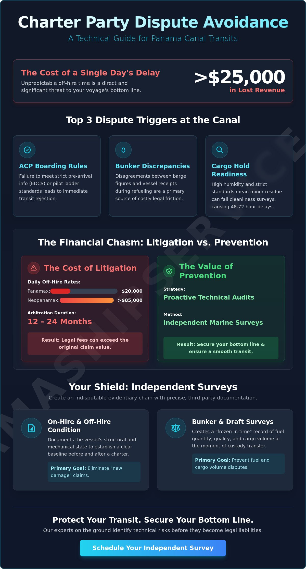 Charter Party Dispute Avoidance: A Technical Guide for Panama Canal Transits - Infographic