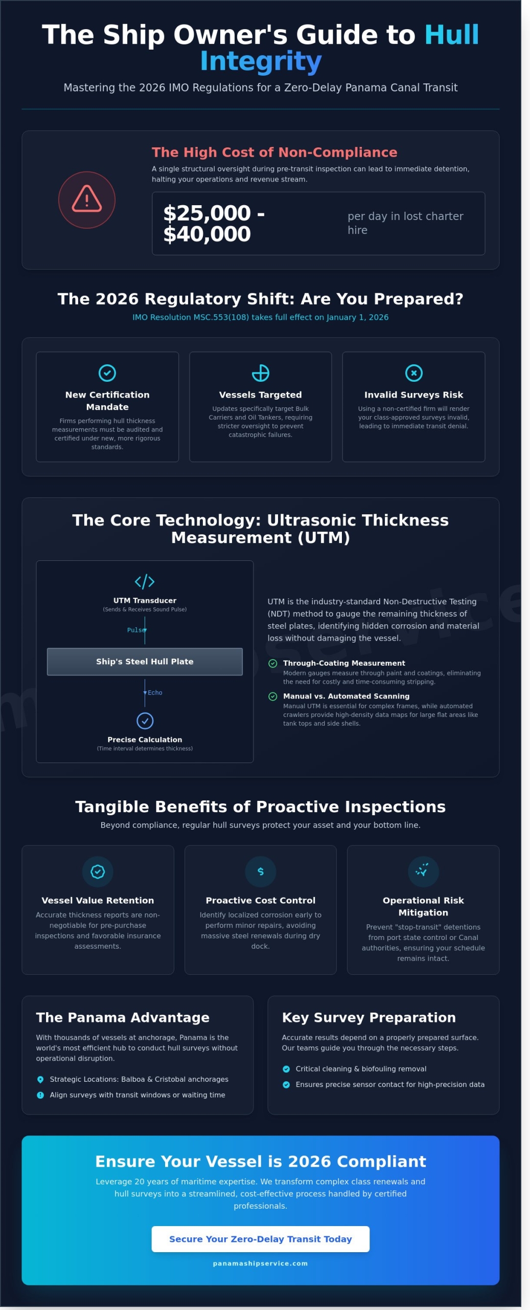 Hull Thickness Measurement in Panama: 2026 Compliance & Survey Guide - Infographic