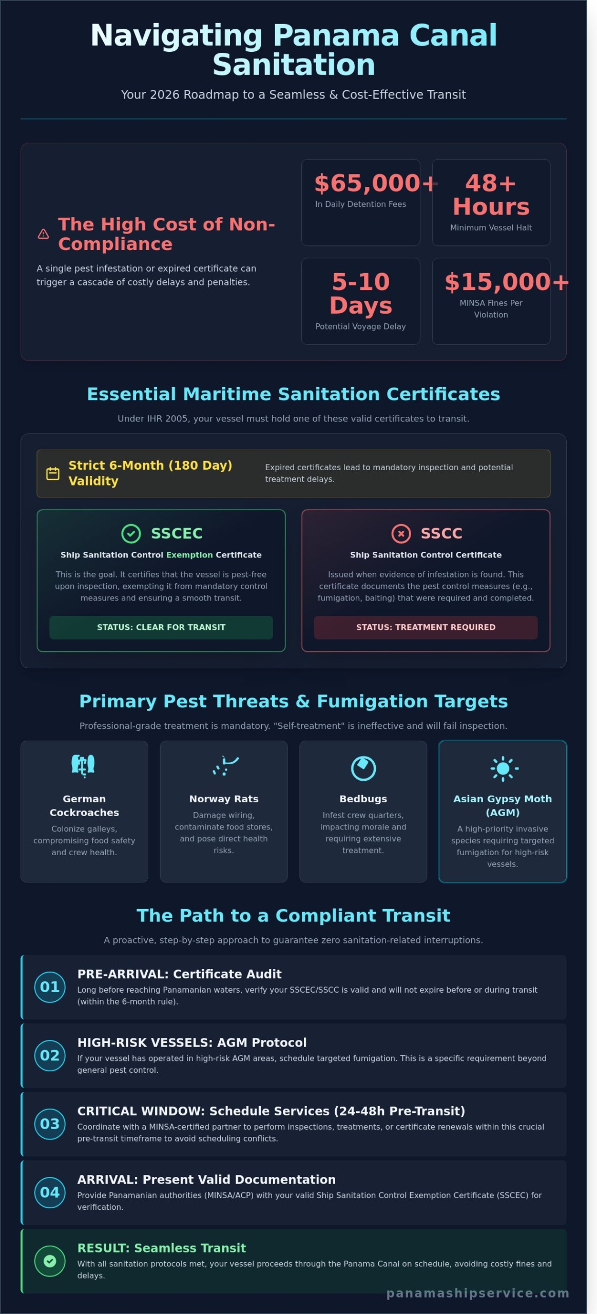Ship Pest Control at the Panama Canal: The 2026 Guide to Compliance and Transit Efficiency - Infographic