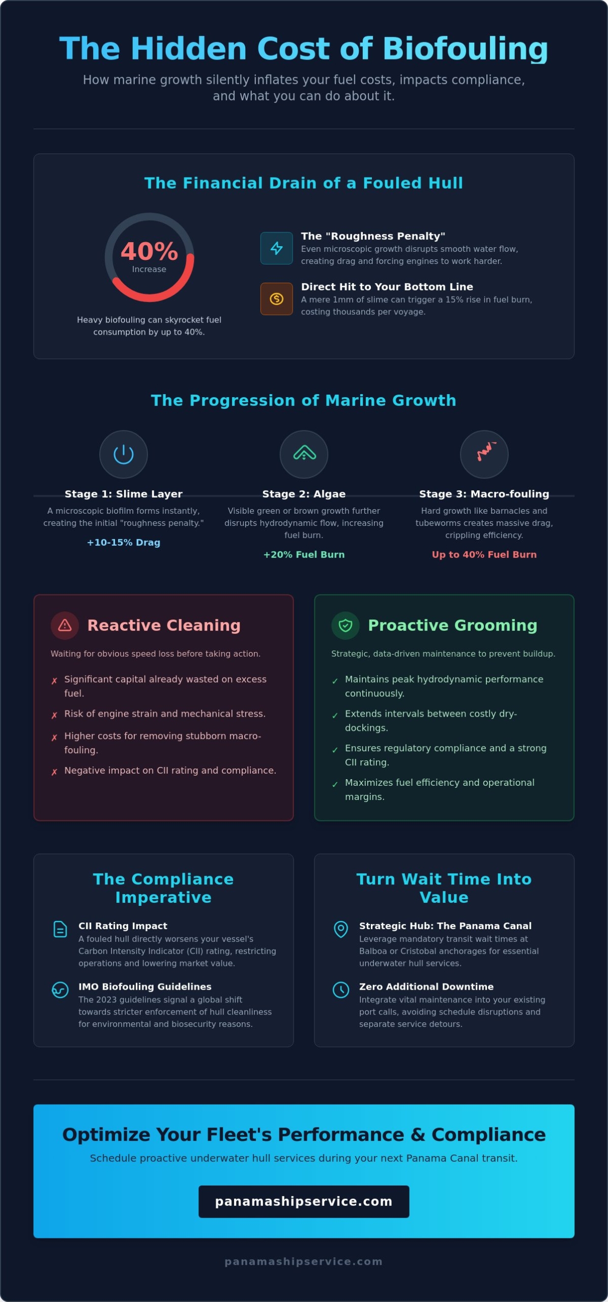 Managing Biofouling for Fuel Efficiency: A Strategic Guide for Vessel Operators - Infographic