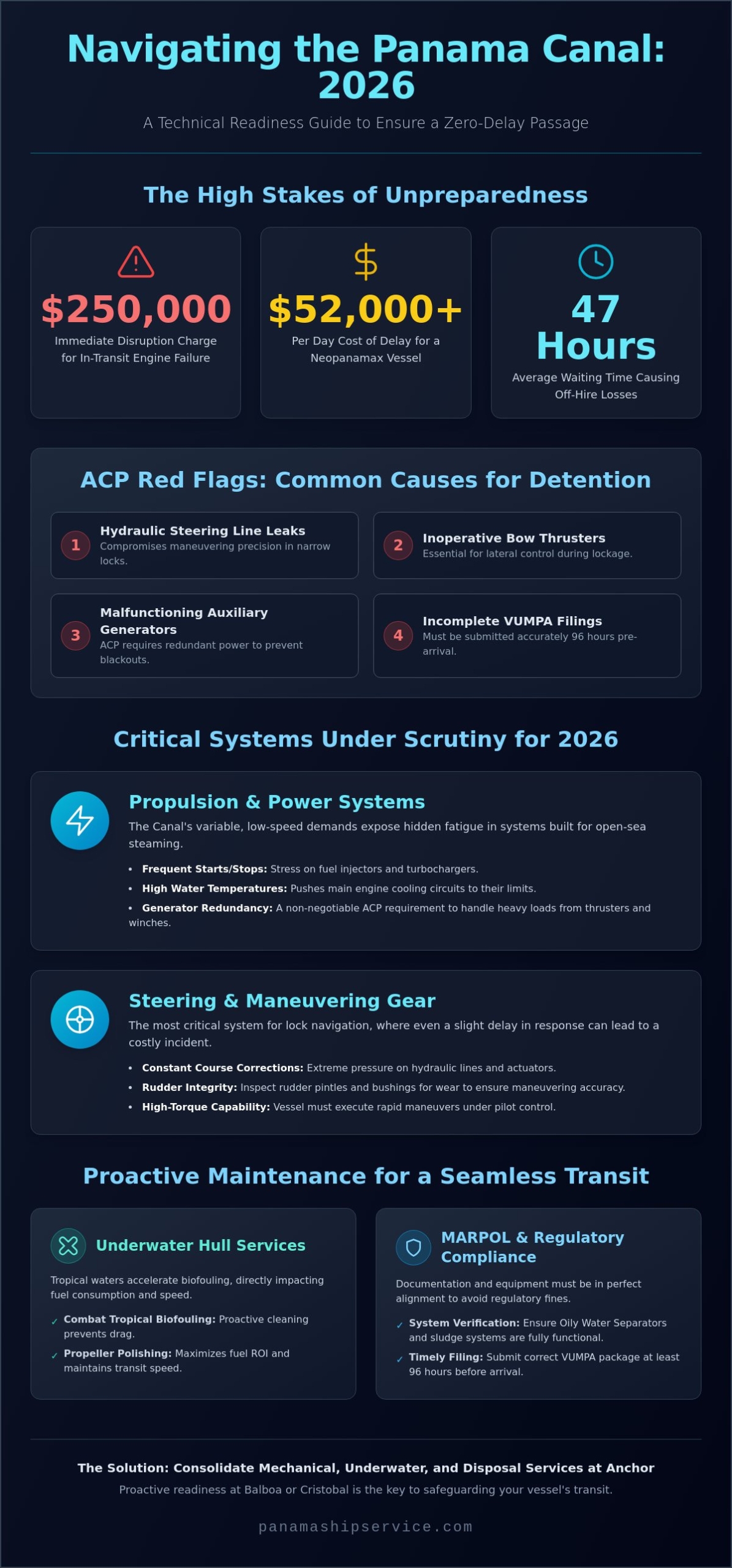 Common Ship Repairs and Maintenance During Panama Canal Transit: A 2026 Guide - Infographic